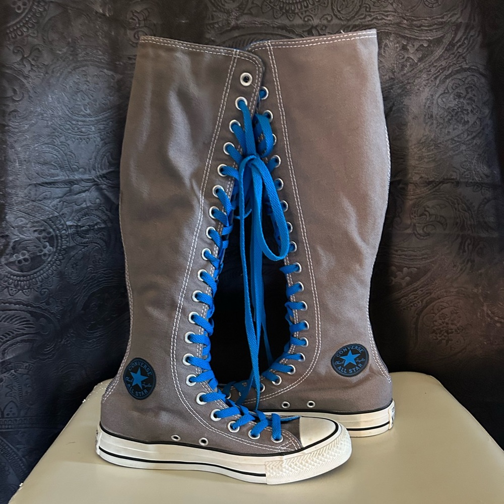 Knee High Converse Gray & Blue